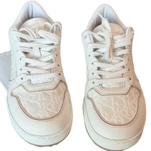 Dior White Sneakers with Monogram Design
